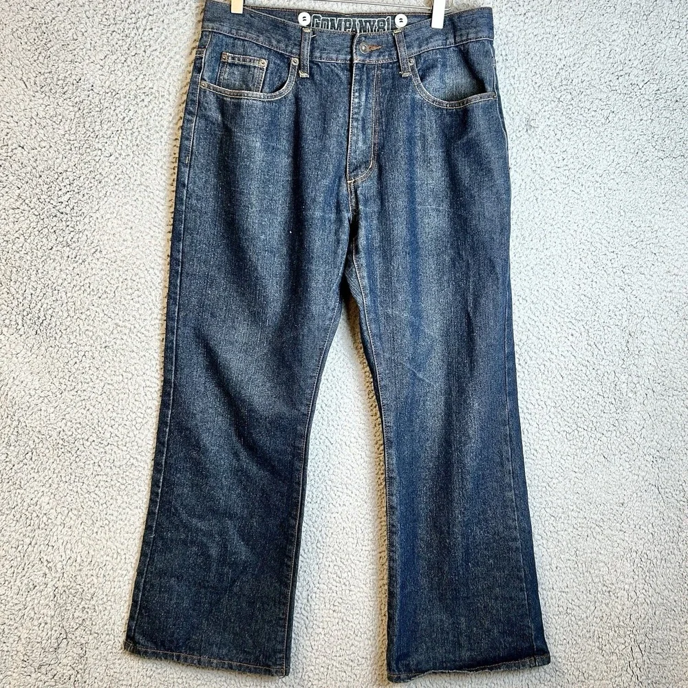 Company 81 Mens Jeans 32X28 Blue Straight Dark Wash Denim Solid 5 Pockets